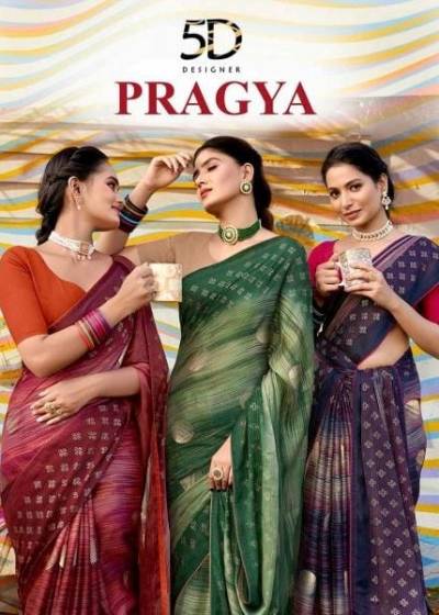 Pragya By 5D Designer Fancy Foil Printed Saree Collection